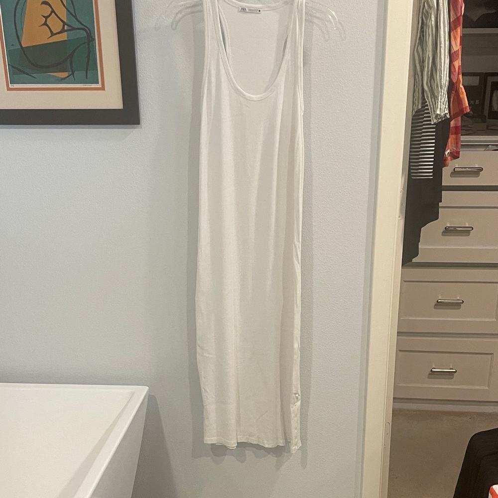 Zara Ribbed White Maxi Dress